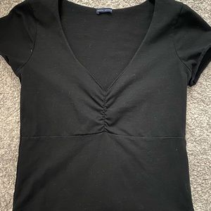 Black Cinched V Neck